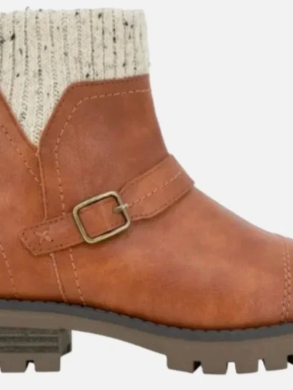 New JSport Violet Boots Women's Brown Zip Knit Cuff Memory Foam Ankle Bootie
